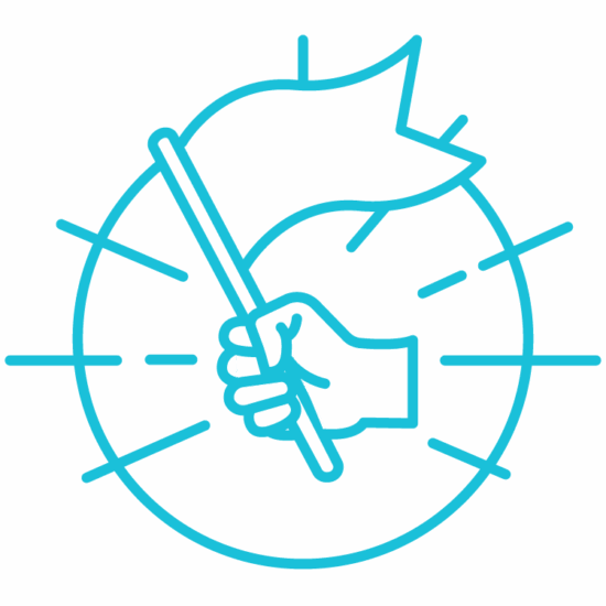 Icon of hand waving flag