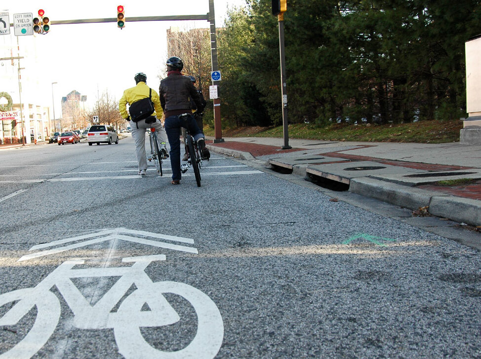 Bikers at crosswalk