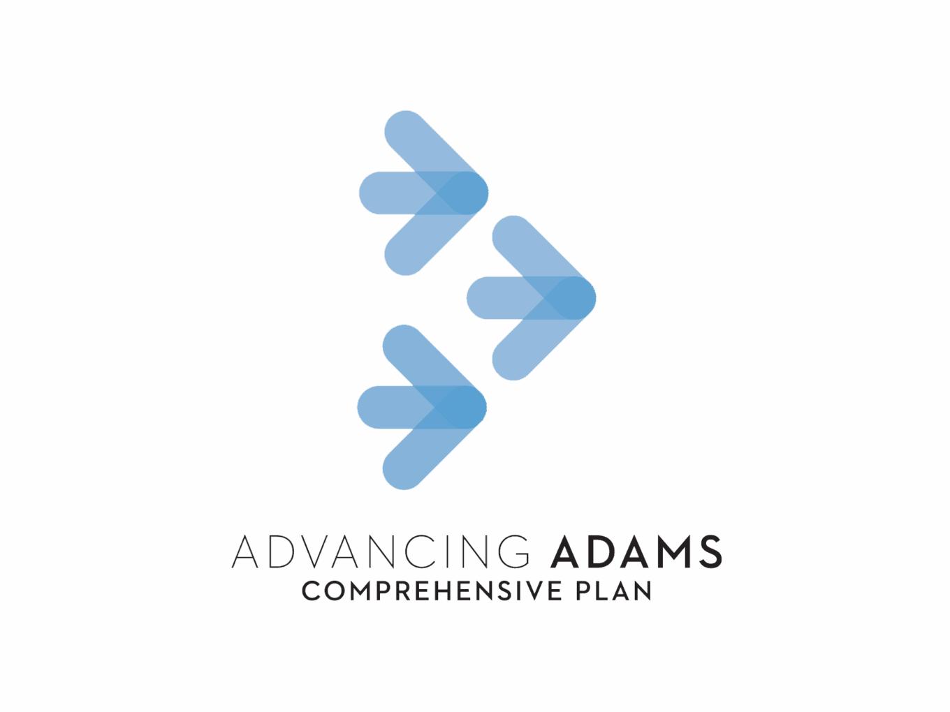 Advancing Adams logo with blue arrows and text "Comprehensive Plan"