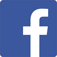 Facebook logo, blue background with white lowercase "f"