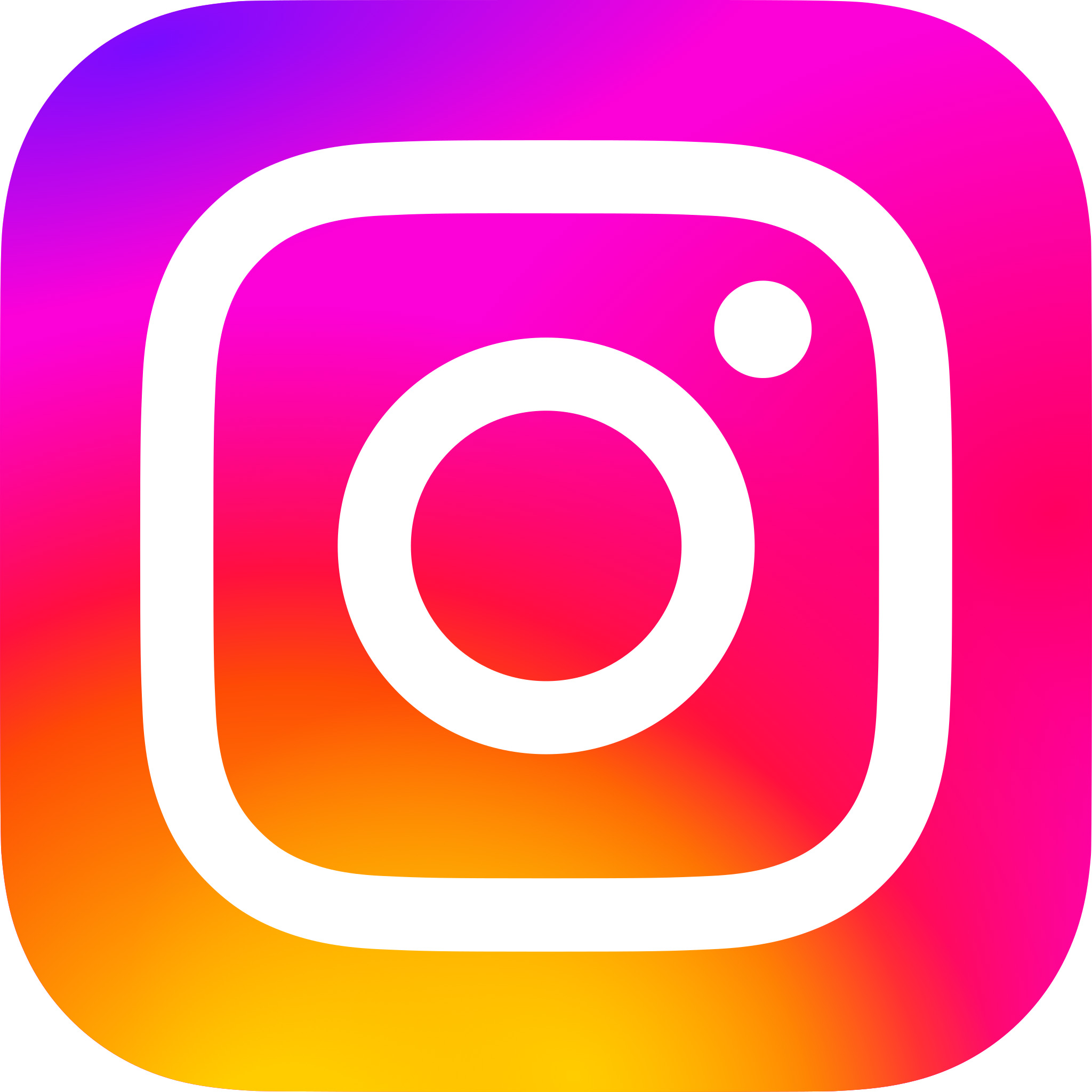 Instagram logo with a white camera outline on a vibrant gradient background