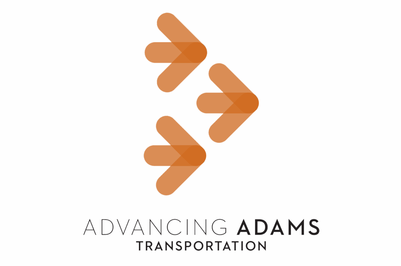 Advancing Adams Transportation logo with three orange arrows pointing right