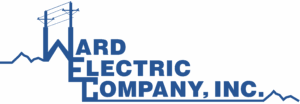 Ward Electric Company, Inc. logo with power lines and blue text