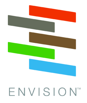 Envision logo with horizontal colored bars in red, gray, brown, green, and blue.