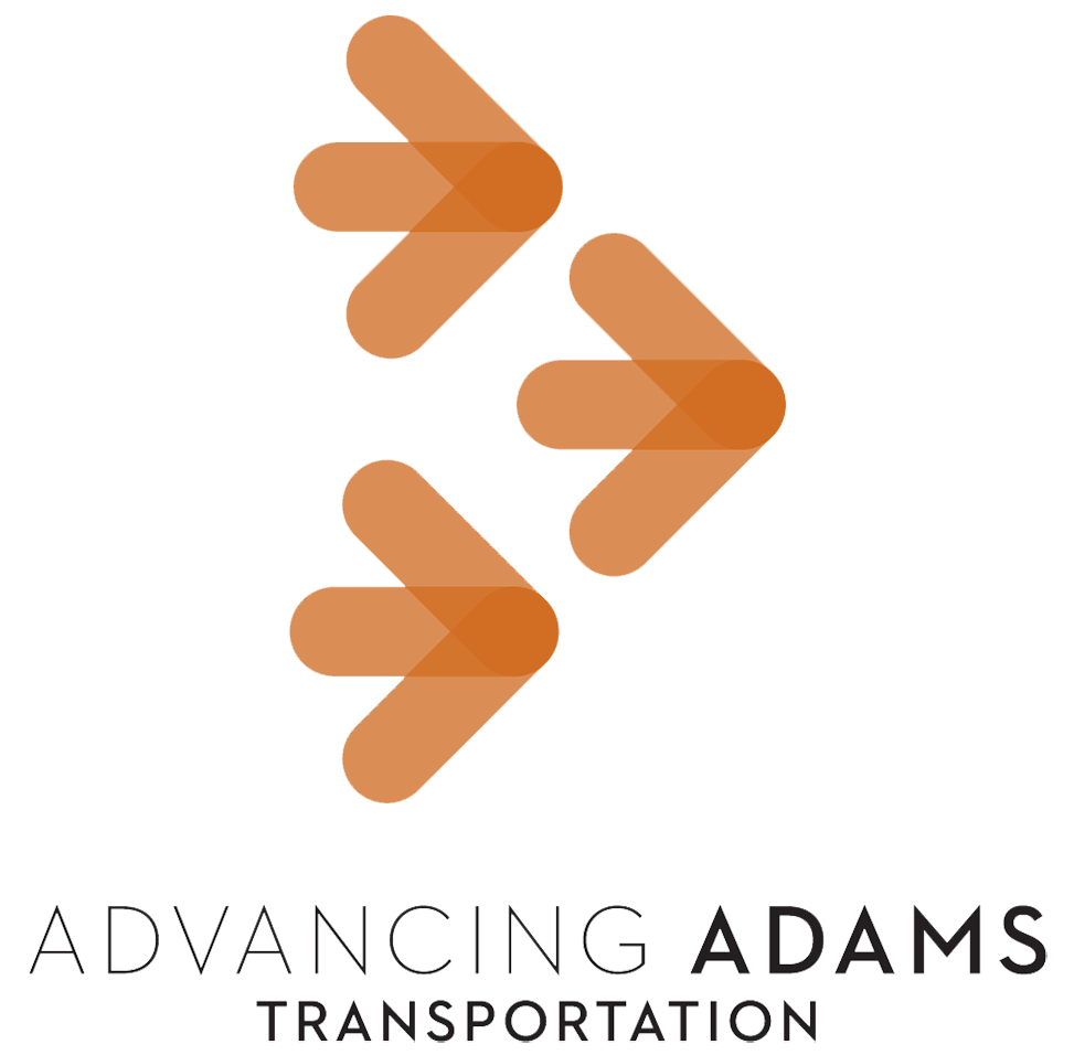 Advancing Adams Transportation logo with three overlapping orange arrows pointing right