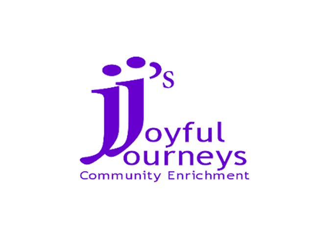 Joyful Journeys logo, purple text.